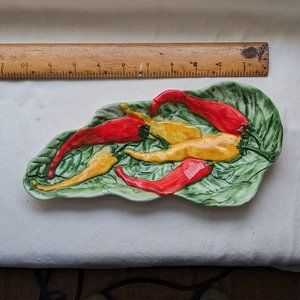 Vintage ceramic pepper design spoon rest or small serving dish Made in Italy